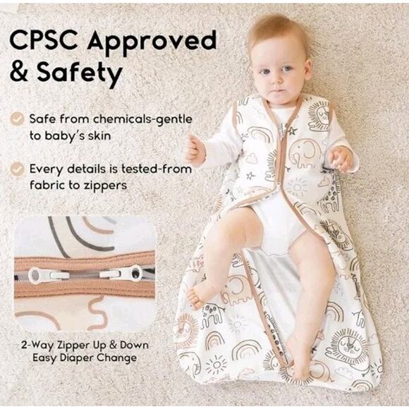 New Soft and Cozy 3pk Sleep Sack 2 Way Zip Up Wearable Blanket 0-6+ M 100% Cotto - Picture 4 of 4